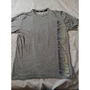 Nike Mens Gray Dri-Fit Running Shirt Size L Gradient Side Graphic